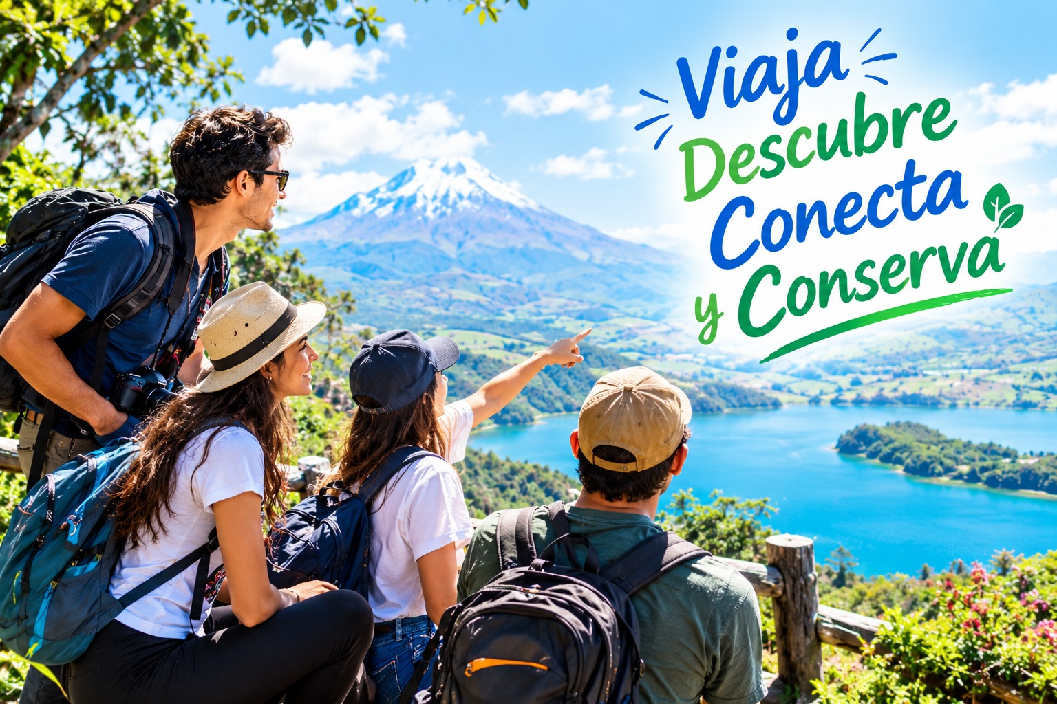 Viajeros observan el paisaje de Ecuador