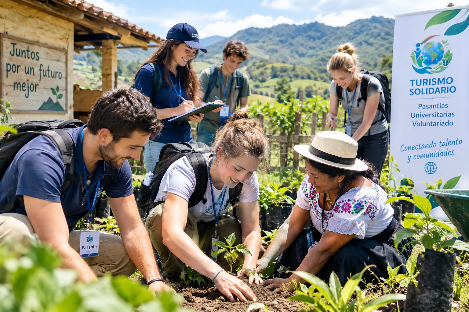 Pasantes universitarios participando en proyectos comunitarios